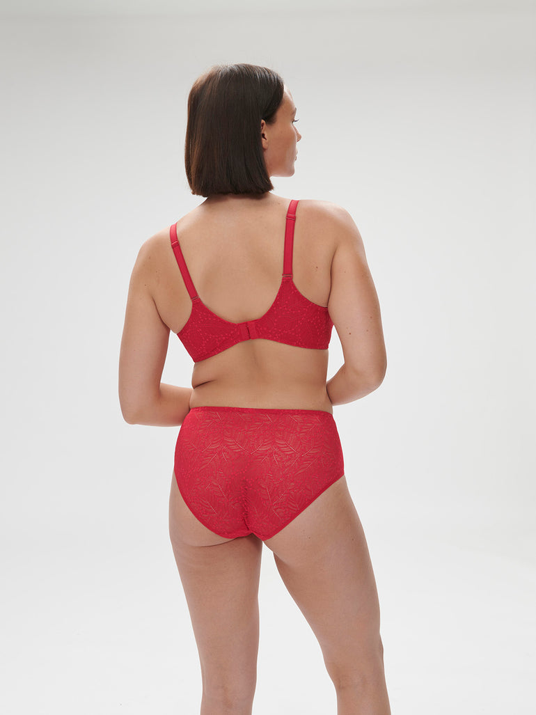 Soutien-gorge avec armatures moulé décolleté plongeant - Rubis/rose