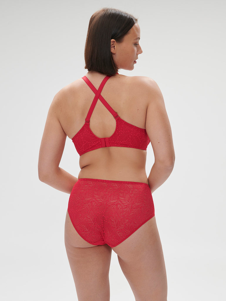 Soutien-gorge avec armatures moulé décolleté plongeant - Rubis/rose