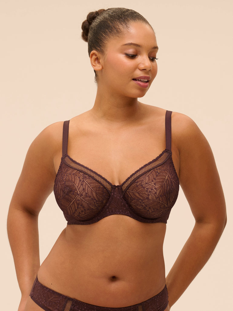 Soutien-gorge avec armatures moulé décolleté plongeant - Brun Foncé