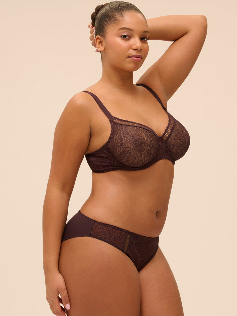 Soutien-gorge avec armatures moulé décolleté plongeant - Brun Foncé