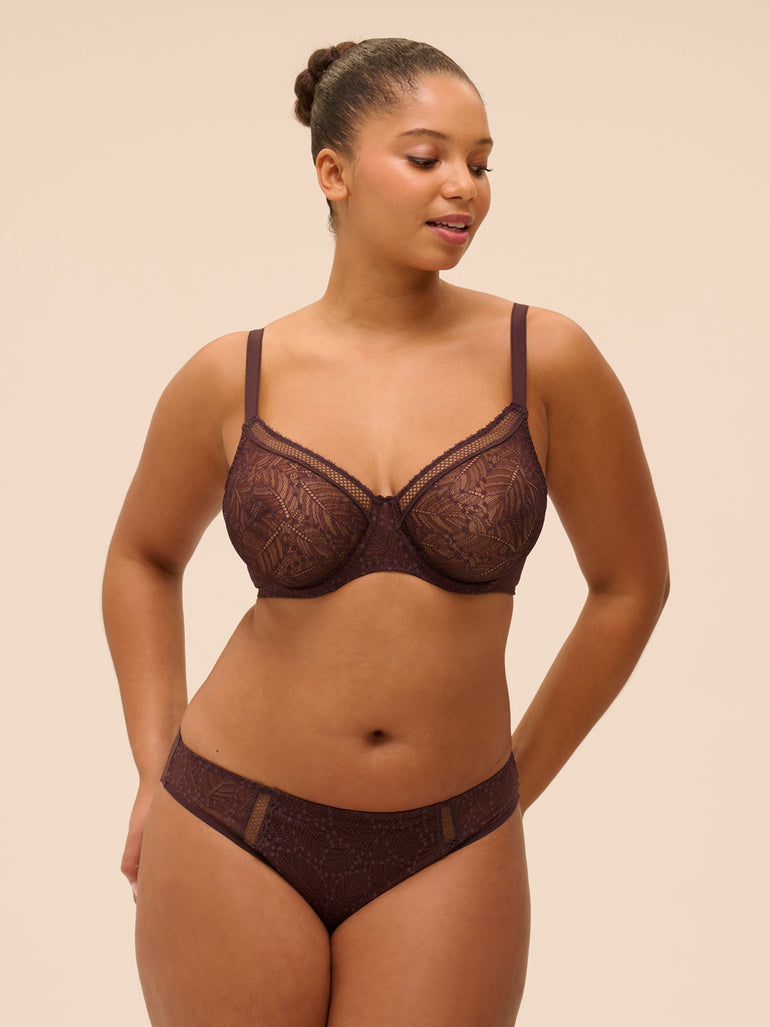 Soutien-gorge avec armatures moulé décolleté plongeant - Brun Foncé
