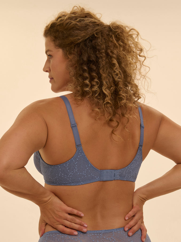 Soutien-gorge avec armatures moulé décolleté plongeant - Bleu Chambray