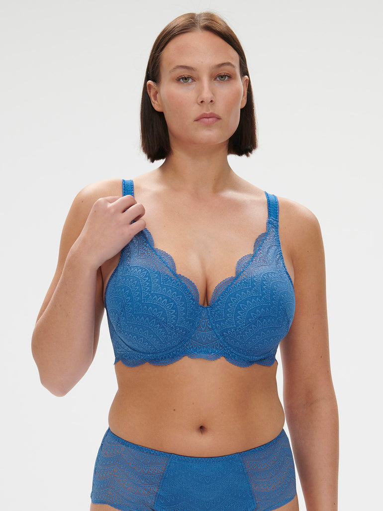 Soutien-gorge décolleté carré en spacer 3D - Bleu Myosotis