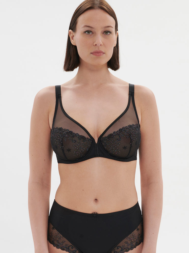 Soutien-gorge avec armature décolleté plongeant - Noir Gem