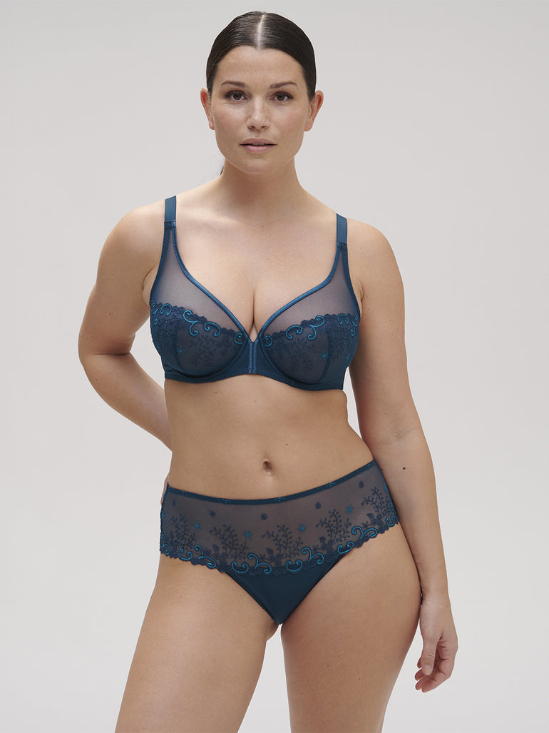 Soutien-gorge avec armatures décolleté plongeant - Bleu Prestige