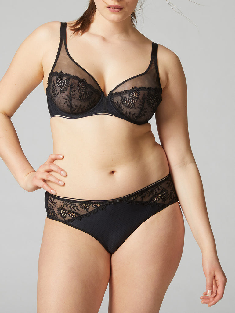 Soutien-gorge triangle emboitant décolleté plongeant - Noir