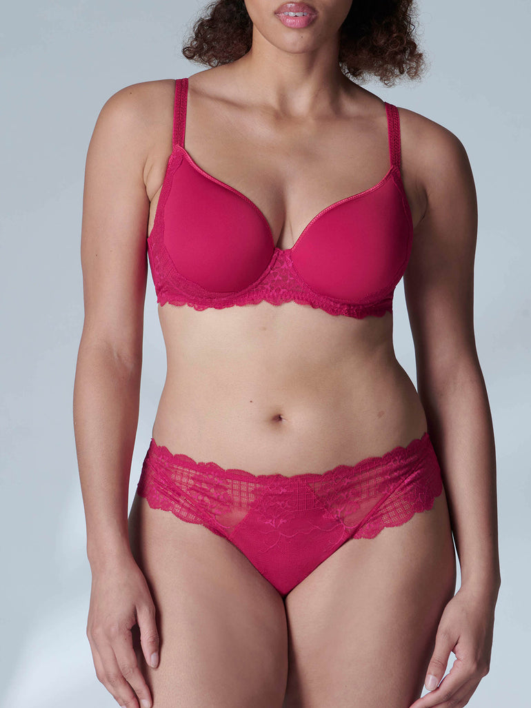 Soutien-gorge emboitant décolleté plongeantt - Cranberry