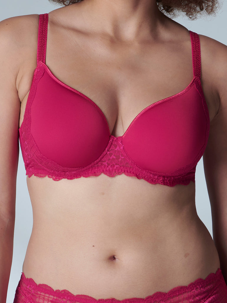 Soutien-gorge emboitant décolleté plongeantt - Cranberry