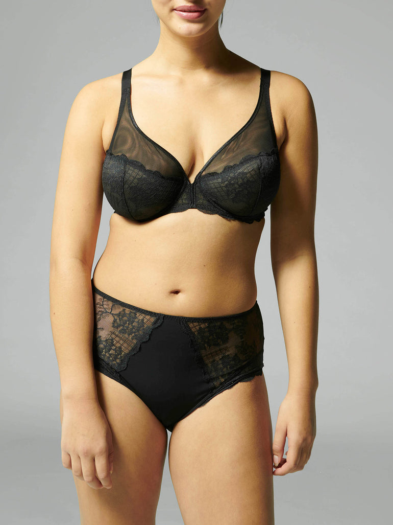 Soutien-gorge avec armatures décolleté plongeant - Noir