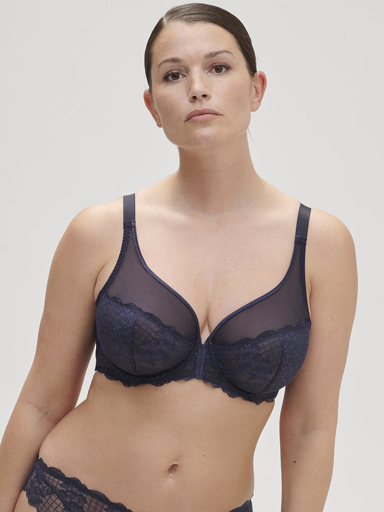 Soutien-gorge avec armatures décolleté plongeant - Bleu Cosmic