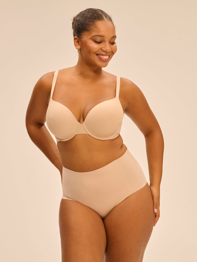 Soutien-gorge coque emboitante décolleté plongeant - Peau Rosée