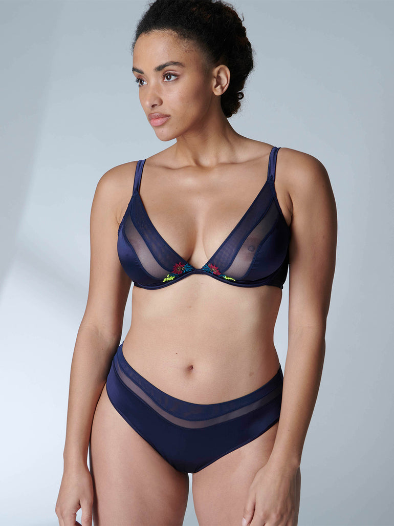 Soutien-gorge triangle avec armatures - Bleu Nuit