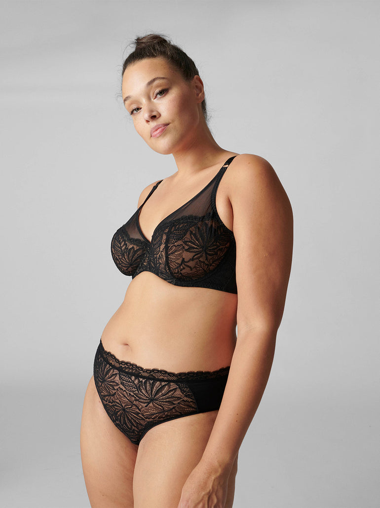 Soutien-gorge triangle emboitant décolleté plongeant - Noir