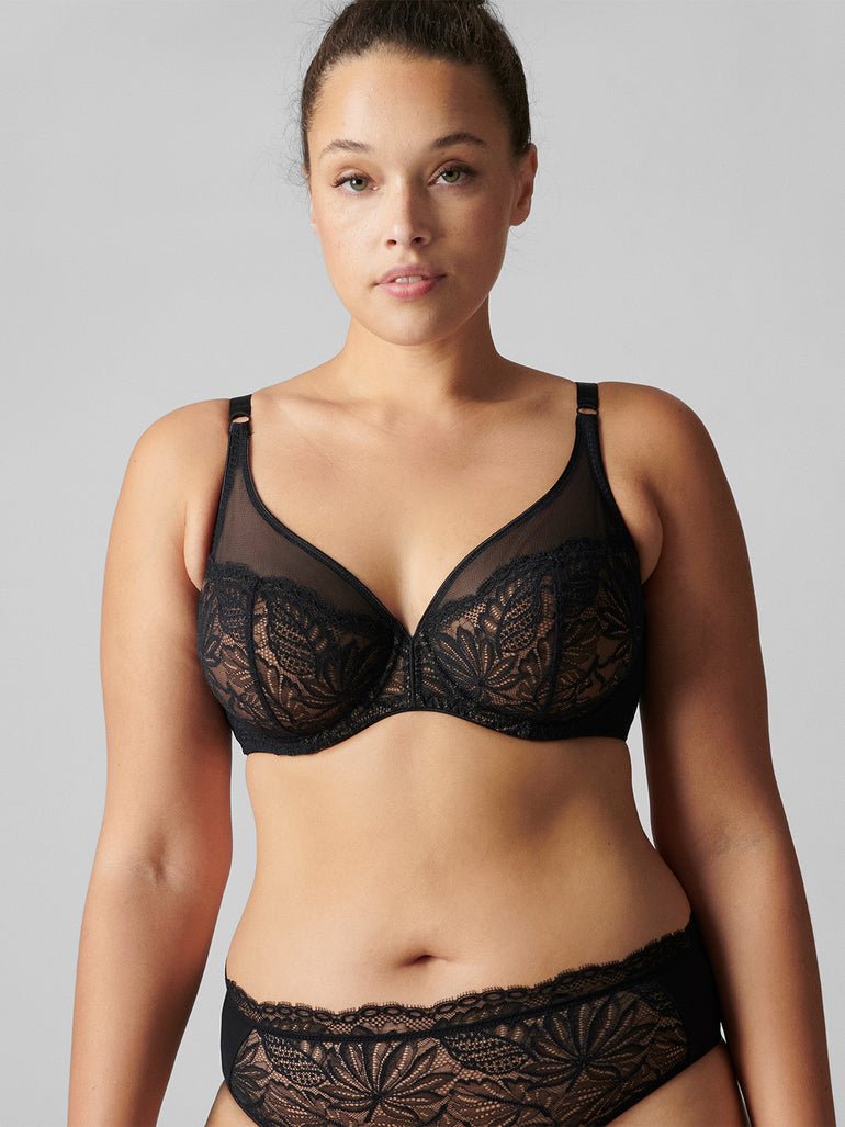 Soutien-gorge triangle emboitant décolleté plongeant - Noir