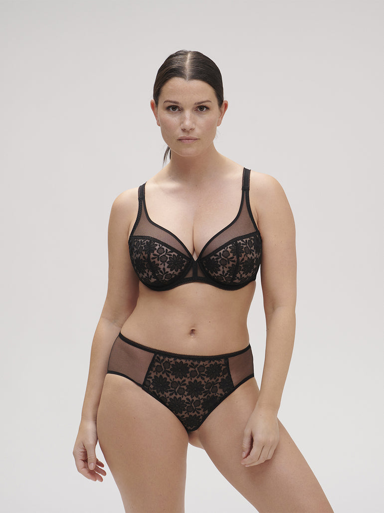 Soutien-gorge avec armatures décolleté plongeant - Noir