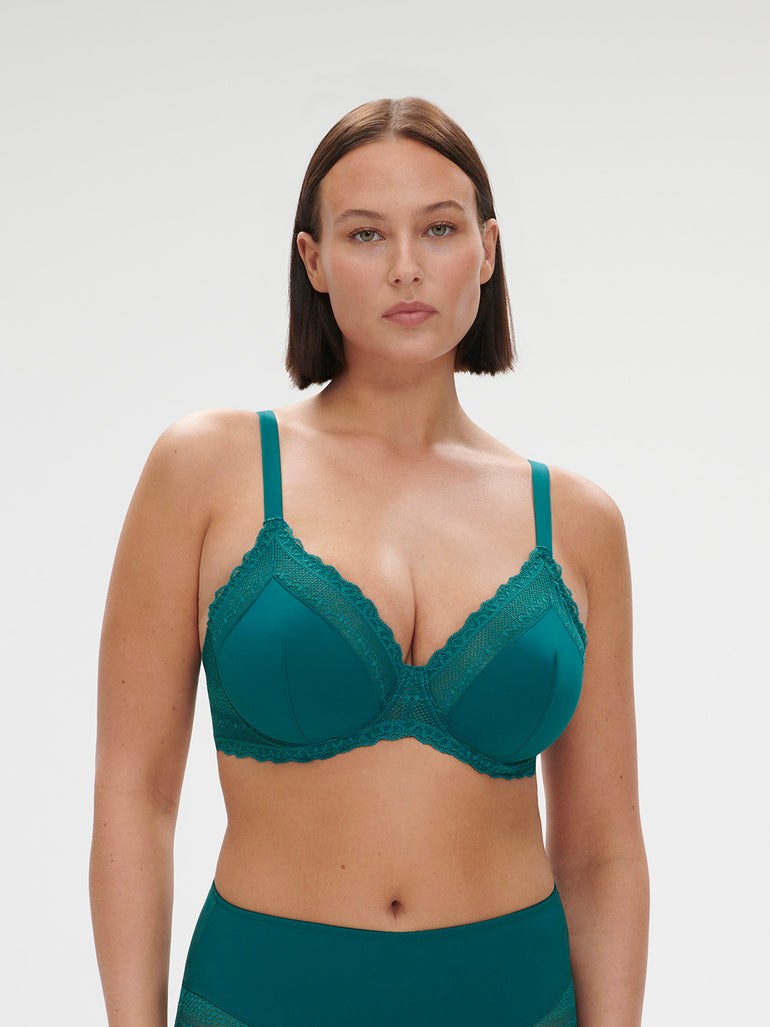 Soutien-gorge avec armatures décolleté - Bleu Pavo