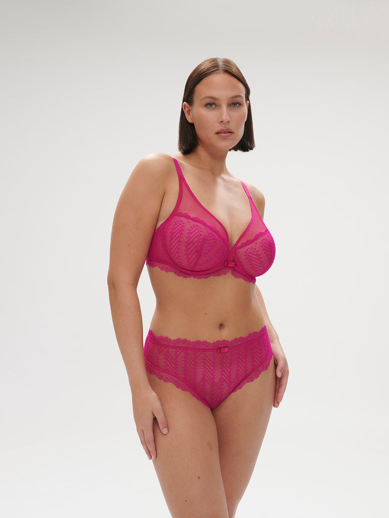 Soutien-gorge avec armature décolleté plongeant - Rose Hibiscus