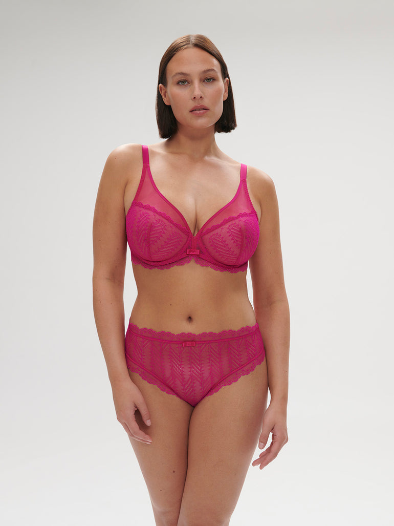 Soutien-gorge avec armature décolleté plongeant - Rose Hibiscus