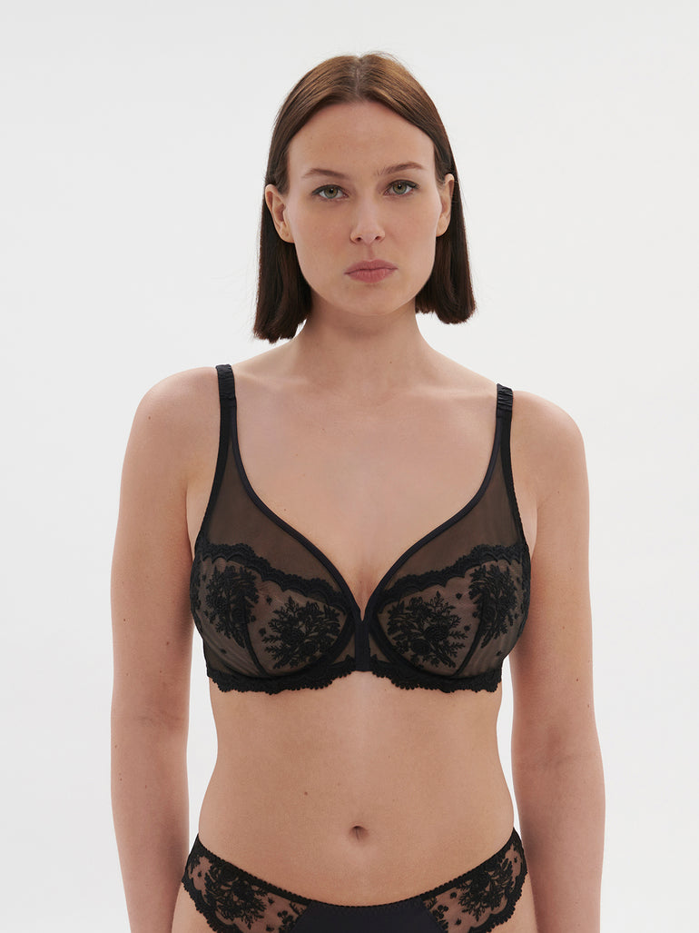 Soutien-gorge avec armature décolleté plongeant - Noir