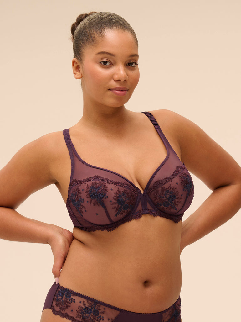 Soutien-gorge avec armatures décolleté plongeant - Figue