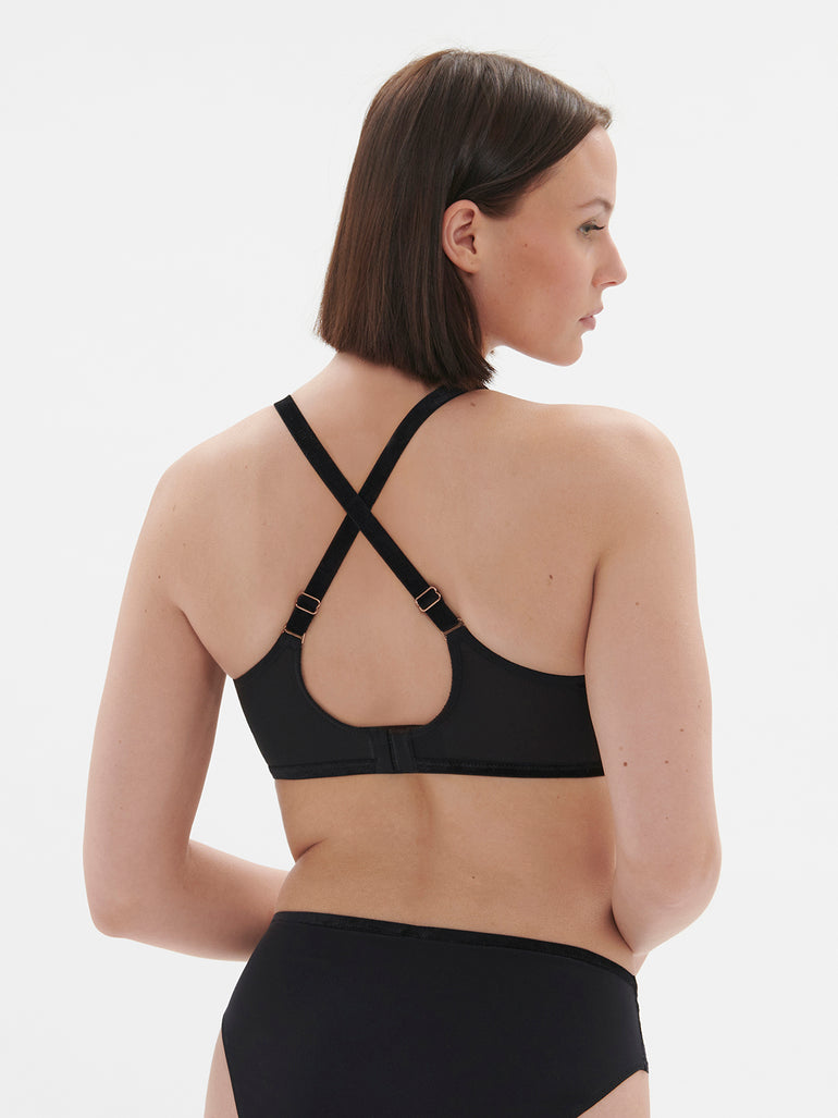 Soutien-gorge avec armature décolleté plongeant - Noir