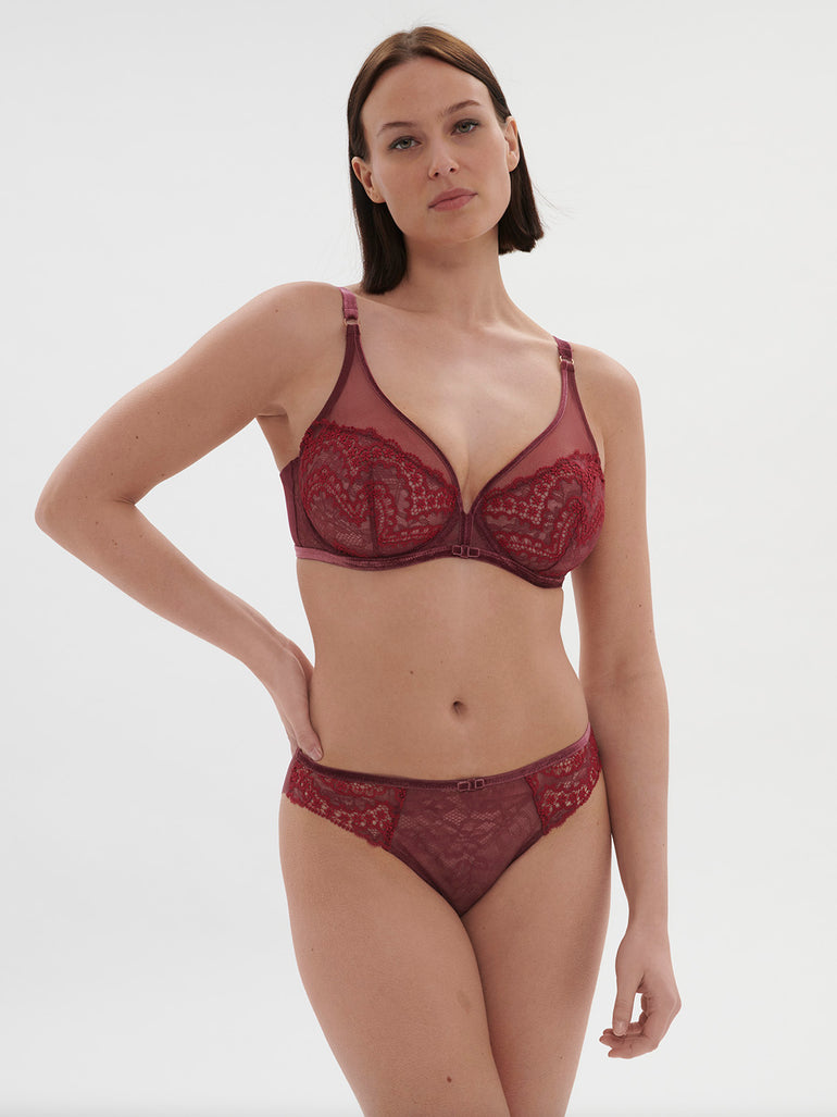 Soutien-gorge avec armature décolleté plongeant - Rouge Spinelle