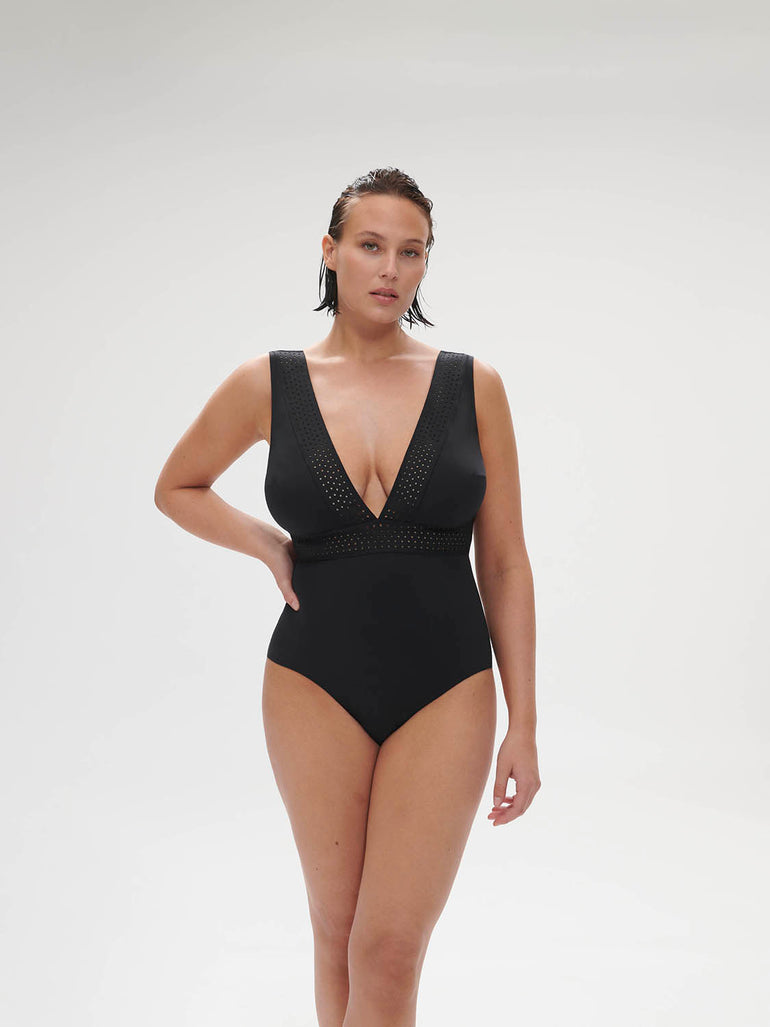 Maillot de bain 1 pièce sans armature - Noir