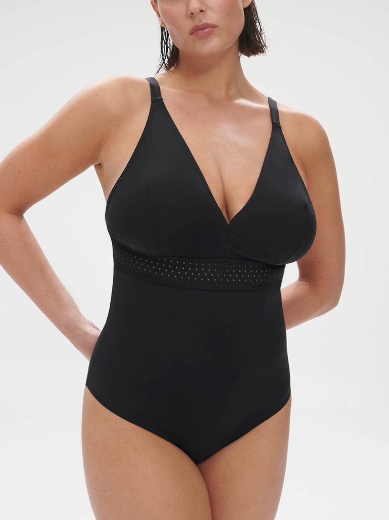 Maillot de bain 1 pièce de bain avec armatures cachées - Noir