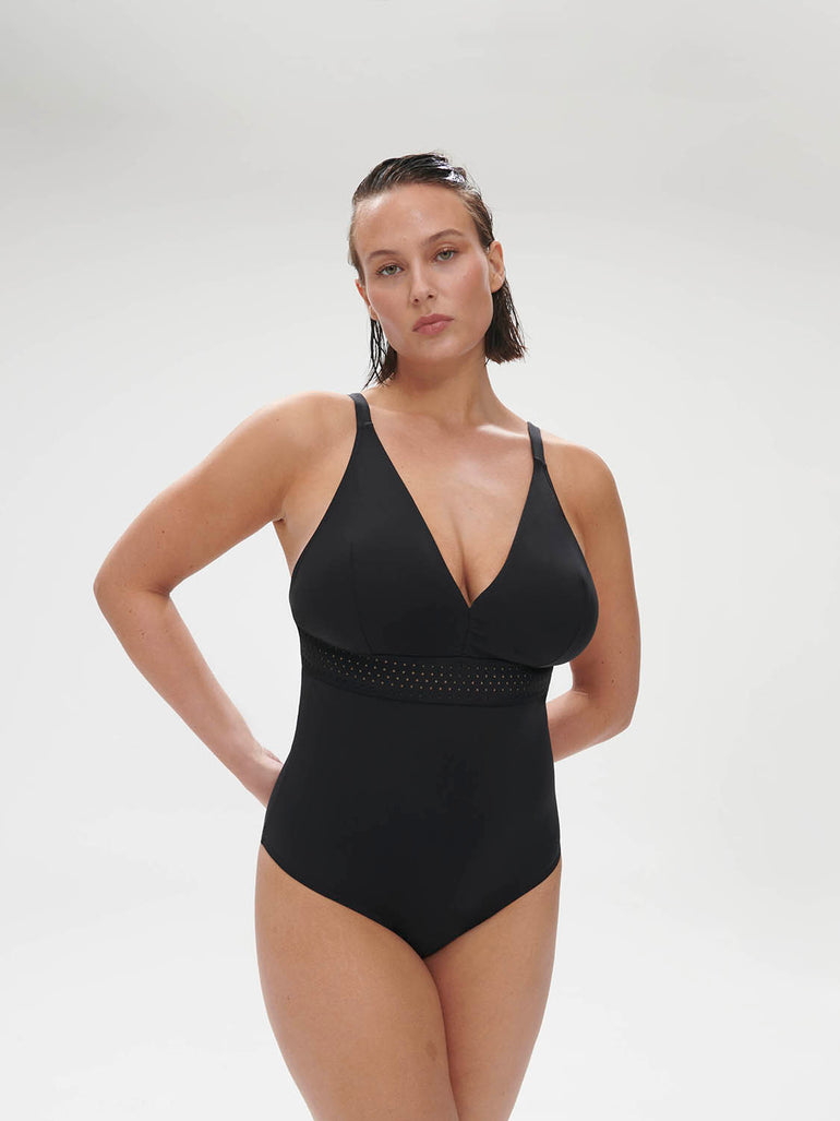 Maillot de bain 1 pièce de bain avec armatures cachées - Noir