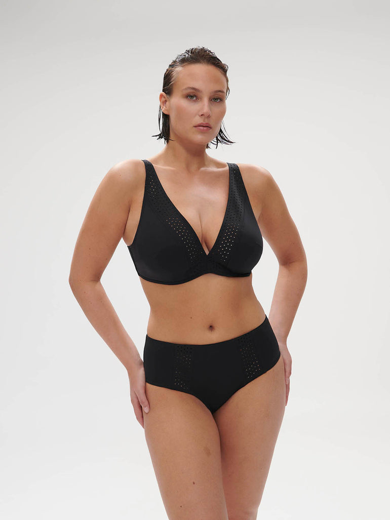 Haut de maillot de bain triangle avec armatures - Noir