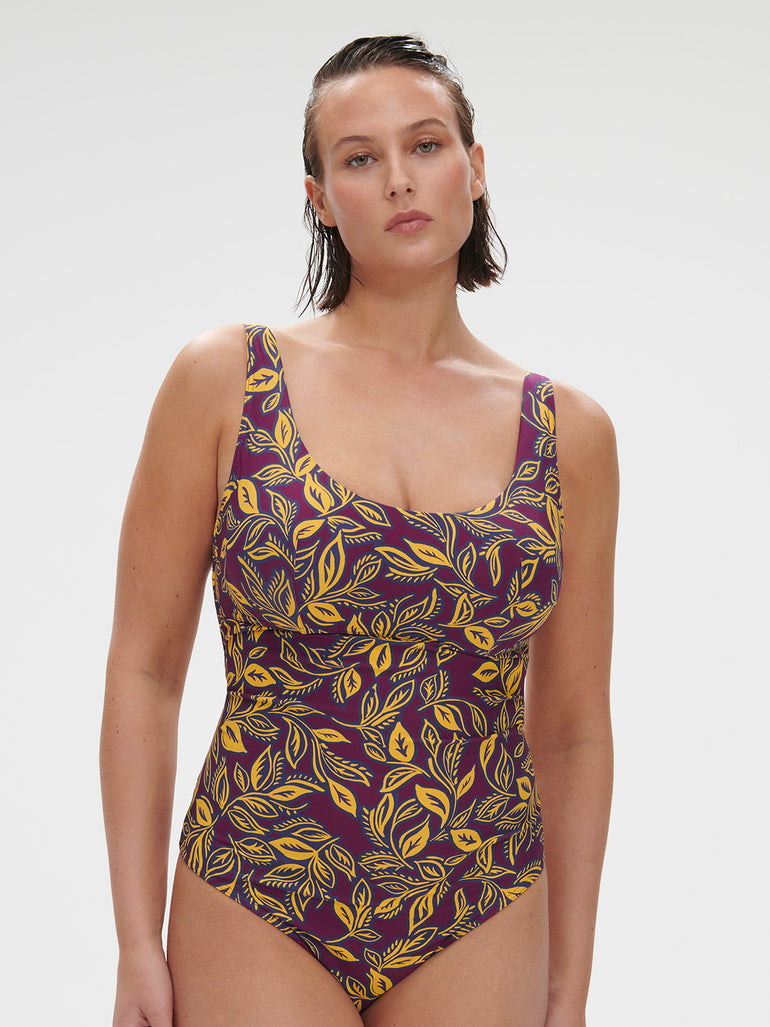 Maillot de bain 1 pièce de bain avec armatures - Imprimé Violet Agadir