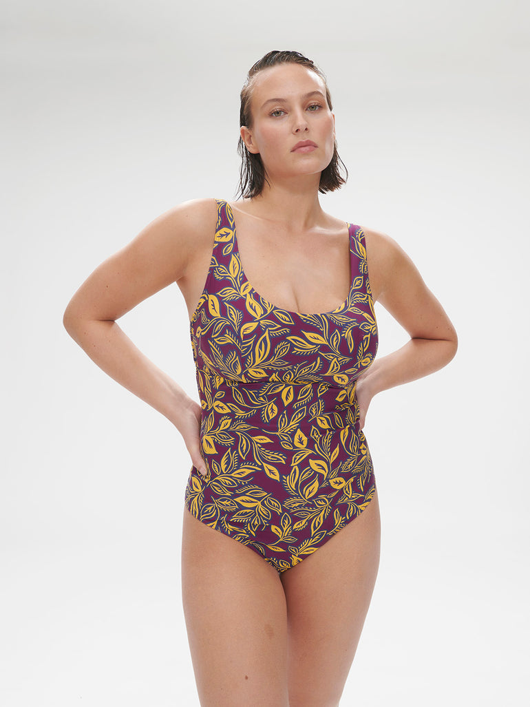 Maillot de bain 1 pièce de bain avec armatures - Imprimé Violet Agadir