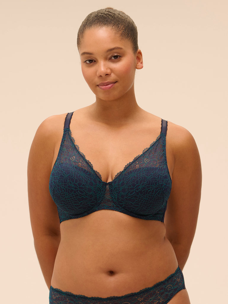 Soutien-gorge décolleté carré en spacer 3D - Saphir