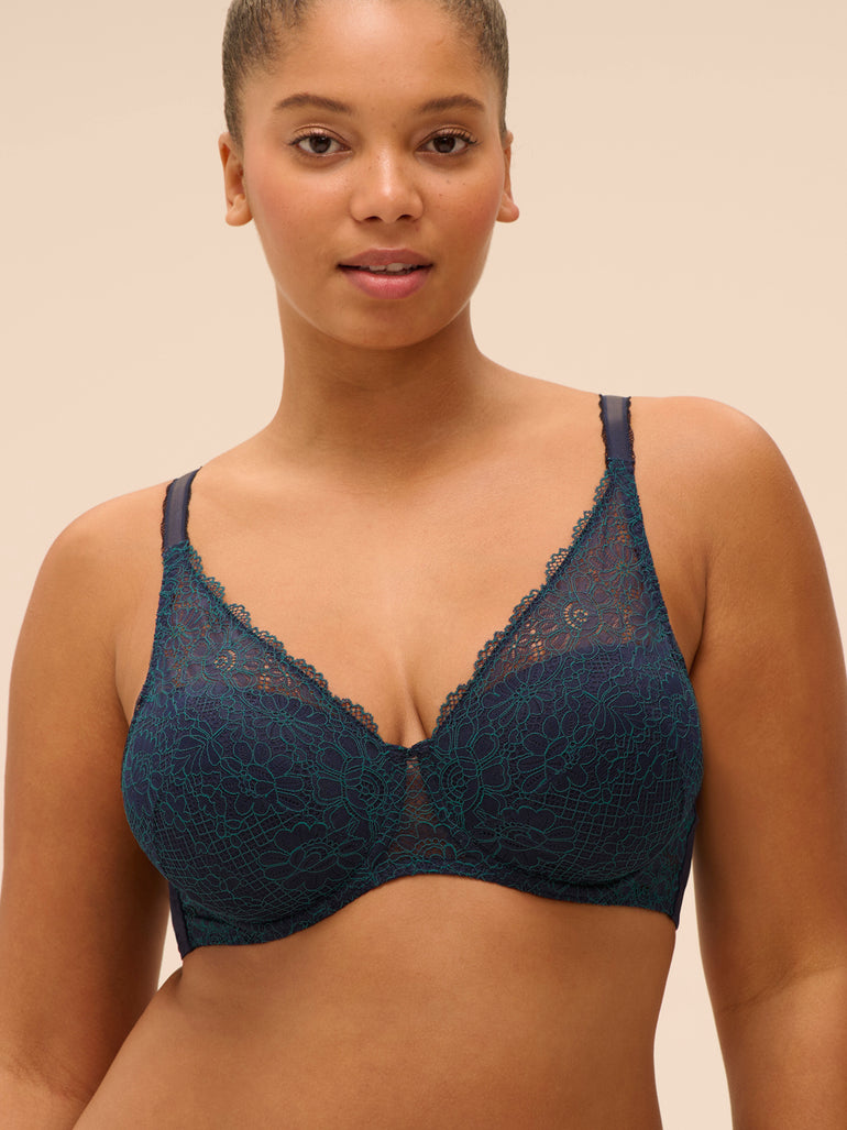 Soutien-gorge décolleté carré en spacer 3D - Saphir